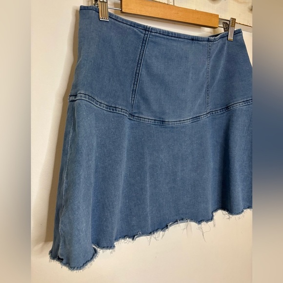 Free People Highlands Cowgirl Denim Mini Flare Skirt - Picture 11 of 12